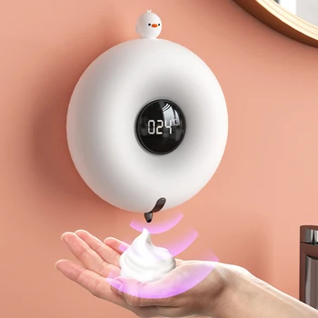 Контейнер для дозатора жидкого мыла Светодиодный дисплей Автоматический Индукционный датчик для мытья рук с пеной Бытовой инфракрасный дозатор мыла