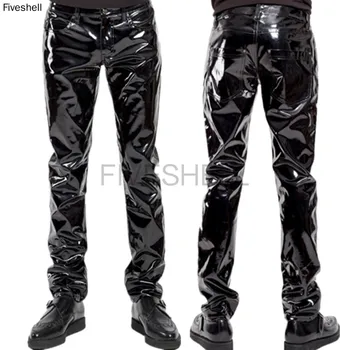 Косплей Черные брюки для мужчин Мотоциклетные Черные мужские брюки Модные водонепроницаемые Мотобайкерские мужские уличные брюки из искусственной кожи