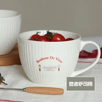 Креативная чашка для Овсянки для Континентального завтрака объемом 550 мл, Керамическая домашняя чашка для лапши быстрого приготовления с крышкой