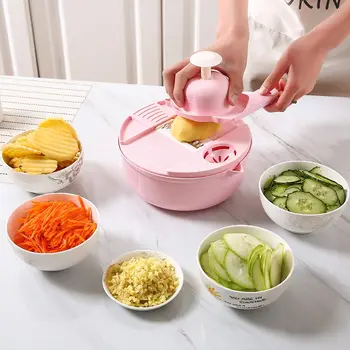 Кухонная Многофункциональная Посуда для салата 12 в 1, Измельчитель овощей, Морковь, Картофель, Ручная Шинковка, Кухонные Инструменты для приготовления Овощей