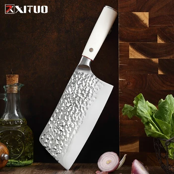 Кухонный нож XITUO 5Cr15 Mov Острый Прочный Для резки овощей и мяса Многофункциональный Специализированный нож Kkitchen ABS С белой ручкой