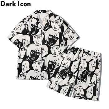 Летние рубашки и шорты Dark Icon с полным принтом из тонкого материала, мужской комплект для отдыха на пляже