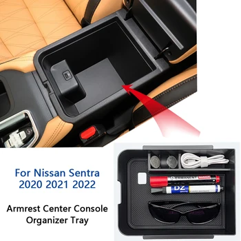 Лоток-Органайзер Для Центральной Консоли Подлокотника Nissan Sentra 14 Gen 2020 2021 2022 Коробка Для Хранения Солнцезащитных очков Держатель AT-Model Accessories