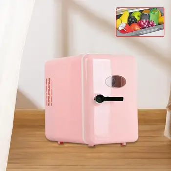 Мини Холодильник Охладитель и Грелка 6Л Розовый Подключаемый Автомобильный Холодильник Портативный Холодильник для Автомобиля для Продуктов Питания Напитков Закусок Напитков по уходу за кожей