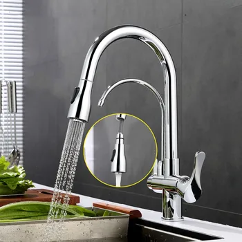 Модный хромированный латунный кухонный кран, выдвижной кран, очищенная вода, прямой питьевой кран, 3 функции