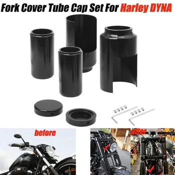 Мотоциклетная защитная трубка черного цвета, полный комплект чехлов для передней вилки Harley Davidson Dyna 06-17, Демпфирующий рукав