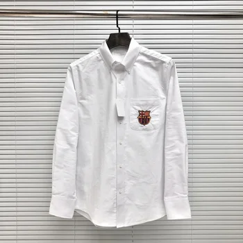 Мужская рубашка из ткани Оксфорд Известного бренда TB THOM, Дизайнерские контрастные рубашки в полоску, Женские рубашки в клетку для отдыха, Роскошный значок, Топ TB