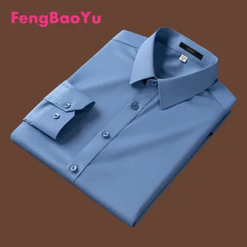 Мужская Рубашка с длинным рукавом Fengbaoyu, Антибактериальная Весенняя Деловая Рубашка Из волокна Полыни, Офисный Топ-Карго с Белым воротничком на Рабочем Месте