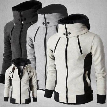 Мужская спортивная куртка на молнии с высоким воротником на четырех молниях, осенне-зимняя спортивная одежда, тонкая повседневная спортивная одежда, зимняя одежда