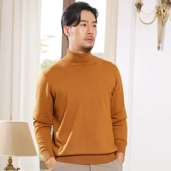 Мужские осенне-зимние свитера, однотонный пуловер с высоким воротом, свитер, Повседневная Свободная рубашка большого размера, нижняя рубашка Tide
