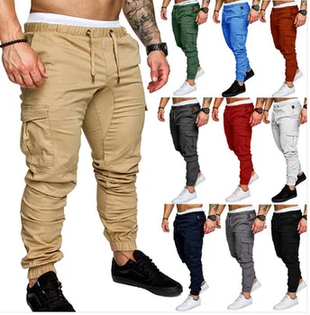 Мужские повседневные брюки-корсет из тканой ткани, новые брюки-карго с несколькими карманами