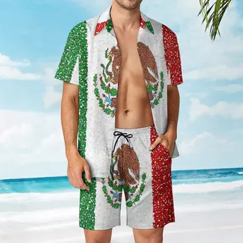 Мужской пляжный костюм с Мексиканским флагом, Костюм из 2 предметов, Пляжная новинка высшего Качества