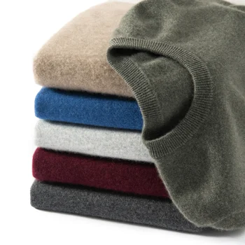 Мужской свитер высшего качества из 100% хлопка, осень-зима, Повседневные мягкие теплые свитера в корейском стиле с длинным рукавом и круглым вырезом, Вязаный пуловер