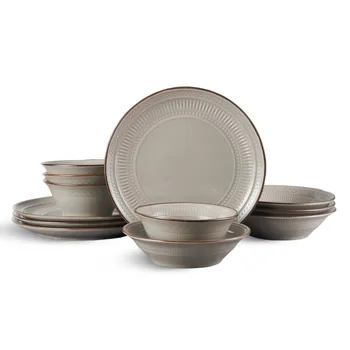 Набор Посуды Easton из 12 предметов, Керамическая сервировочная посуда, кухонные Тарелки, Обеденные тарелки
