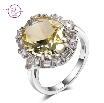 Настоящее серебро 925 Пробы, светло-желтые кольца с драгоценными камнями Для женщин, принцесса, подарок на свадьбу, Помолвку, лучший бренд ювелирных украшений