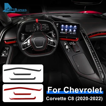 Настоящее Твердое углеродное волокно для Chevrolet C8 Corvette Z51 2020 2021 2022 Аксессуары для автомобильной Консоли, полосы приборной панели, накладка, наклейка