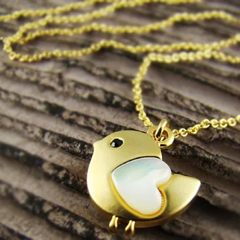 Новое модное милое ожерелье с подвеской в виде птицы в виде сердца, цепочка, красивый Рождественский подарок для девочек, бижутерия