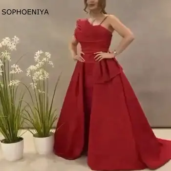 Новое поступление, атласное вечернее платье на одно плечо 2023, Дубайский кафтан, Красные длинные платья для женщин, вечерние свадебные платья