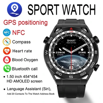 Новые Мужские смарт-часы NFC AMOLED с индивидуальным набором номера для ответа на вызов, спортивные GPS-трековые Компасы IP68, водонепроницаемые умные часы для Huawei Ultimate