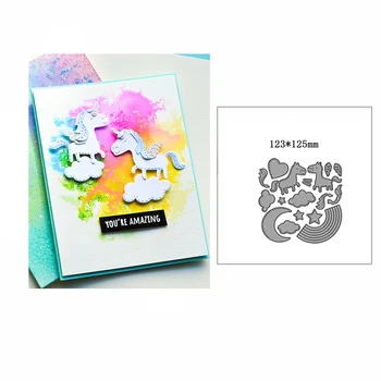 Новый DIY Loving Unicorn Rainbow 2023 Металлические режущие штампы для скрапбукинга, изготовления фона и открыток, тиснение Без штампов