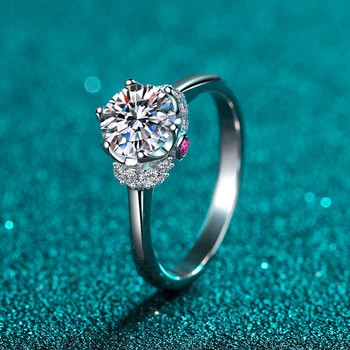 Обручальное кольцо из музанового камня D-цвета стерлингового серебра 925 пробы с кубическим бриллиантом, женское ювелирное кольцо Премиум-класса, вечное романтическое кольцо f