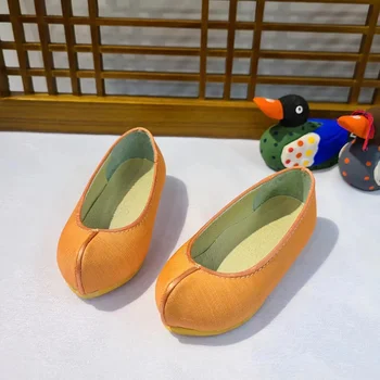 Обувь Ханбок на День Рождения, Оранжевые Атласные Туфли на Один Год, Детские Традиционные Аксессуары Ханбок, Размер обуви 130 мм