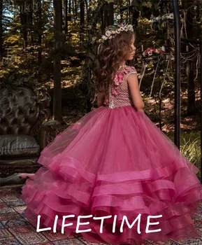 Платья с цветочным узором для девочек на свадьбу, праздничное платье для малышей с 3D цветочной аппликацией, Пляжное платье в стиле Бохо для причастия маленьких детей