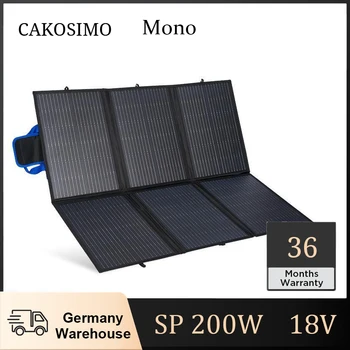 Портативная солнечная панель мощностью 200 Вт 18 В IP65, монокристаллическая, для зарядки на открытом воздухе для портативного источника питания QC3.0 XT60, выход постоянного тока