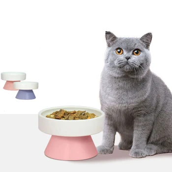 приподнятая миска для кошек, миска для домашних животных, керамическая тарелка для кормления, Защита от удушья, товары для домашних животных