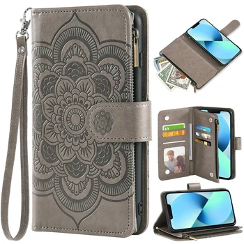 Противоударный Кожаный Бумажник с откидным Карманом на молнии, несколькими слотами для карт, Чехол для телефона, Подходящий для T-Mobile Revvl 6 Pro 4 Plus V + 5G