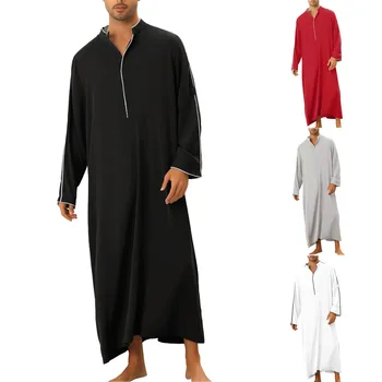 Саудовская Арабская Джубба Тобе, Цельный халат с длинным рукавом, Исламская Абайя, Простая Свободная мусульманская мужская рубашка, Одежда для мужчин с Ближнего Востока