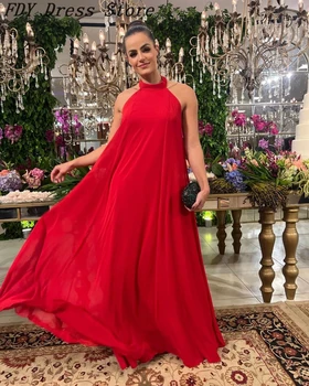 Саудовская Аравия Женские Красные Шифоновые платья для выпускного вечера с круглым вырезом, расшитые бисером, с открытой спиной, длиной до пола, Платье для официальных мероприятий, Вечернее платье