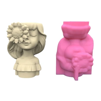 Силиконовая форма для Цветочного Горшка для маленькой Девочки, Бетонный Подсвечник, форма из смолы, Ваза 