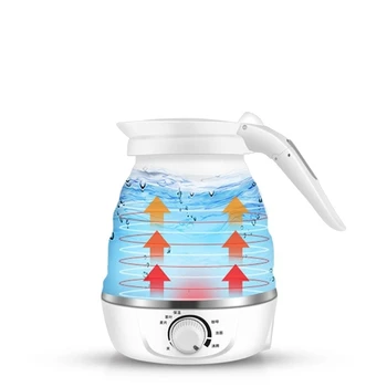 Складной Мини-Походный чайник, Силиконовый Электрический бойлер для воды, Складной чайник