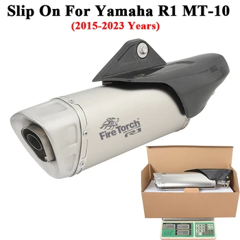 Слипоны Для Yamaha YZF R1 MT10 MT-10 2015 - 2023 Выхлопная труба Мотоцикла Модифицированный Соединительный Патрубок Глушителя BD Killer Карбоновая крышка