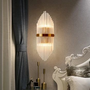 Современный стеклянный настенный светильник Nordic Simple Роскошный Золотой Настенный светильник G9 Подходит Для Украшения Спален Гостиных Осветительных приборов