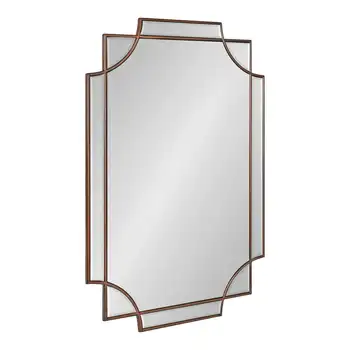 Традиционное настенное зеркало, 24 x 36, бронза, Декоративное Фермерское зеркало с элегантной зубчатой геометрией переплетения с Slim Pro