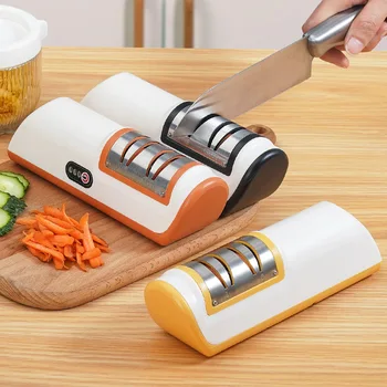 Электрическая Точилка для ножей USB Регулируемая Перезаряжаемая Двухголовочная Точилка для кухонных ножниц Профессиональный инструмент для Заточки